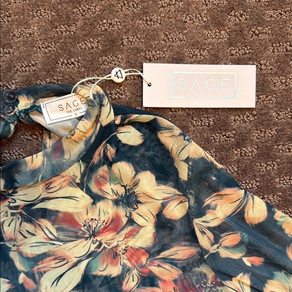 Anthropologie Floral Long Sleeve Blouse - Blue and Pink - Picture 5 of 5